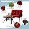 2 Pieces Patio Loveseat Bench Table Furniture Set with Cushioned Chair